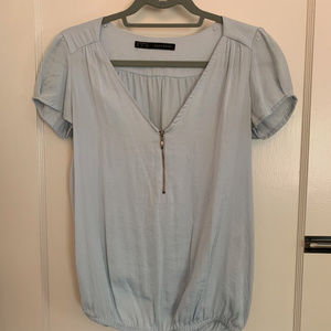 Blue, silky Zara blouse!